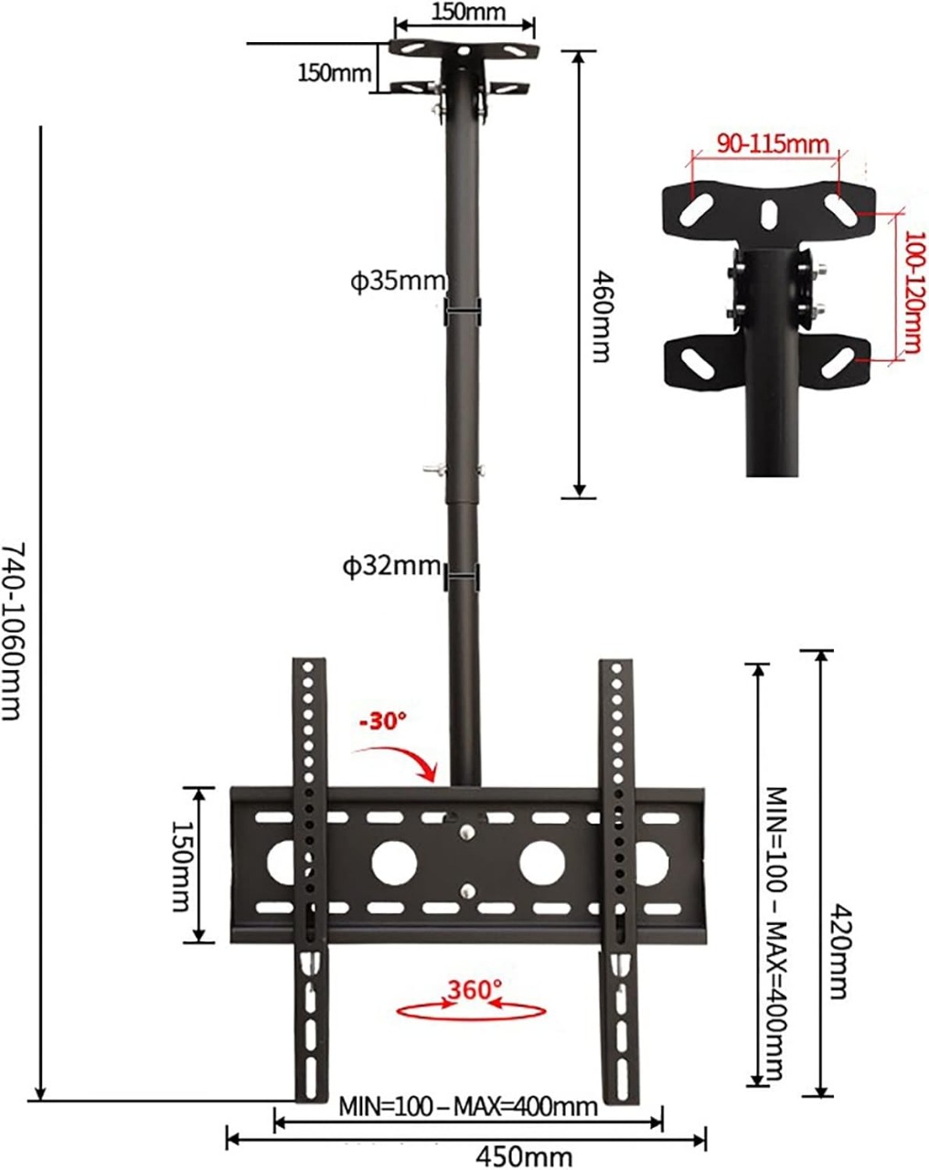 <?php echo Rack a Techo para  Tv Smart de 32" a  60" IMPORTADO;?>